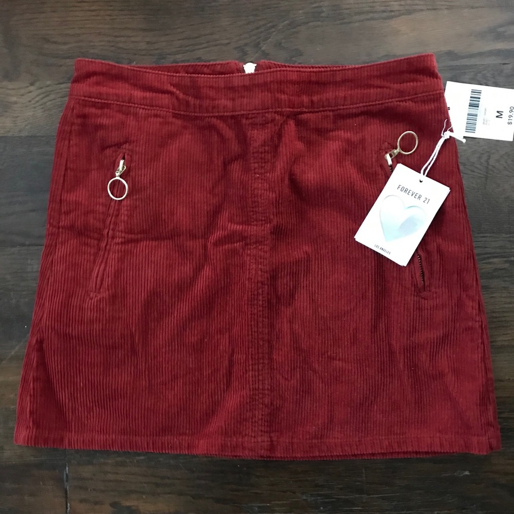 NWT Rust Red Corduroy Skirt with Zipper